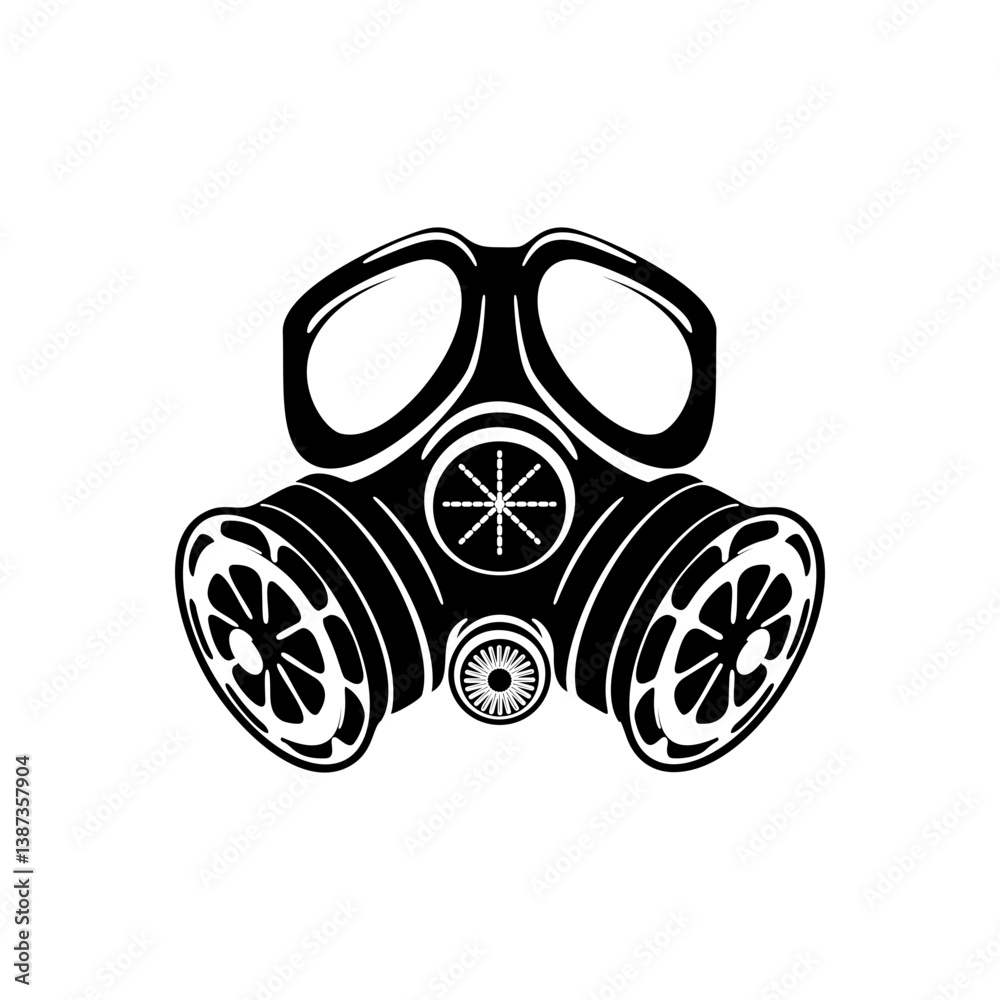 gas masks isolated on white background. Design element for logo, label, emblem, sign, brand mark. Vector illustration. gas masks isolated on white background. Design element for logo, label, emblem, sign, brand mark. Vector illustration.