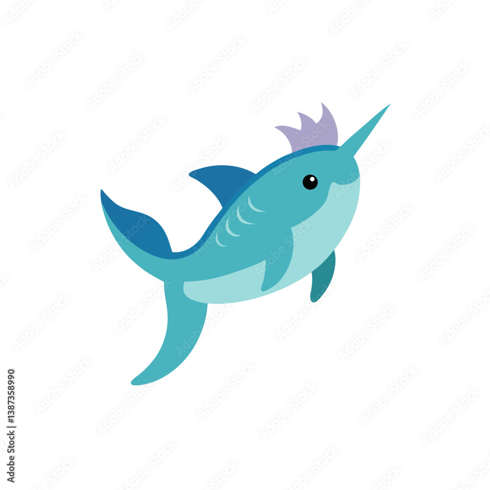 Obraz premium blue fish cartoon