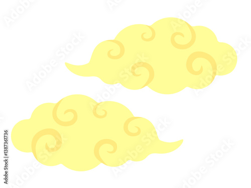 シンプルな黄色い筋斗雲のイラスト