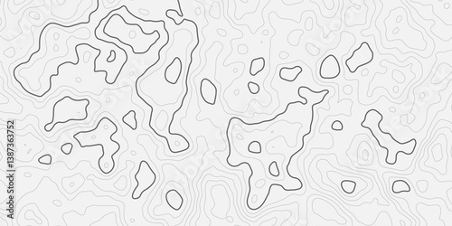 Abstract modern difficult soft black and white topographic wavy stylized map doted line contour topography terrain path concept stroke vector illustration topo background.
