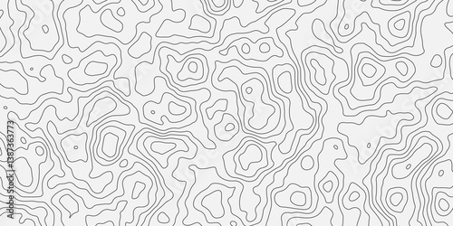 Abstract modern difficult soft black and white topographic wavy stylized map doted line contour topography terrain path concept stroke vector illustration topo background.
