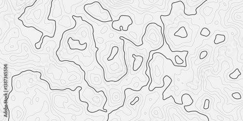 Abstract modern difficult soft black and white topographic wavy stylized map doted line contour topography terrain path concept stroke vector illustration topo background.