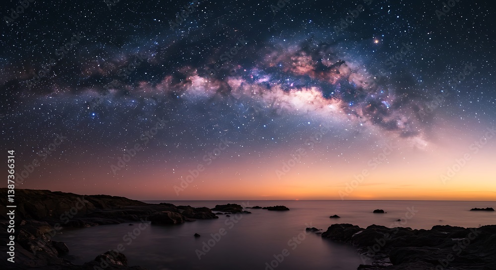 Fototapeta premium Celestial Embrace of the Coast AI Generated