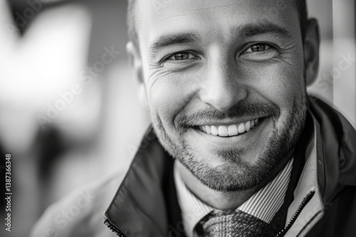 Obraz na płótnie Happy male with beard and tie. w salonie