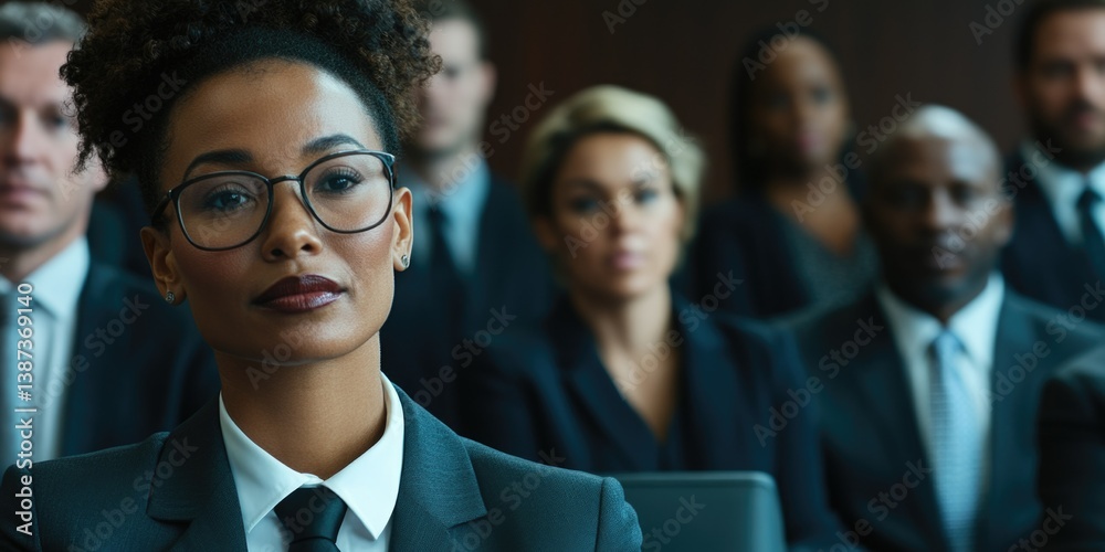 A young, serious-looking professional in business attire.