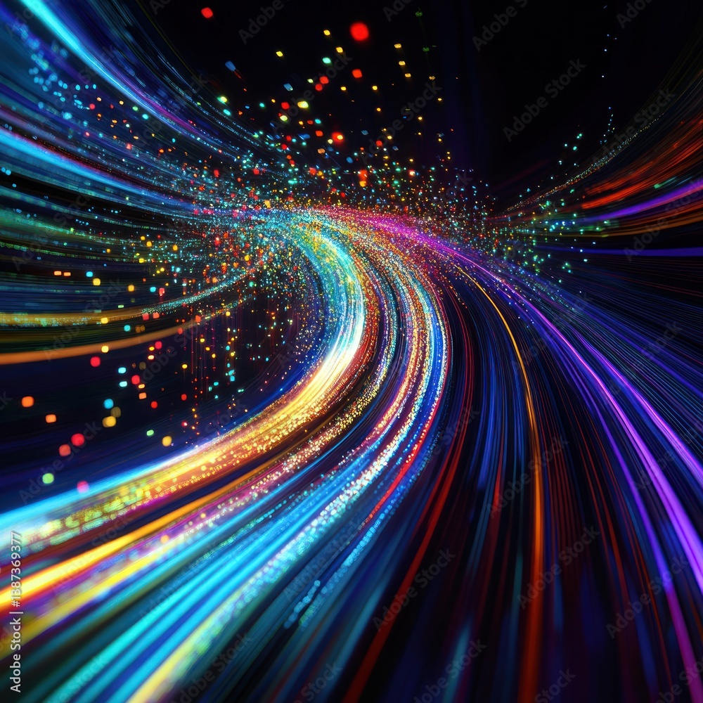Obraz premium Abstract Colorful Light Trails: A Dynamic Visual Symphony
