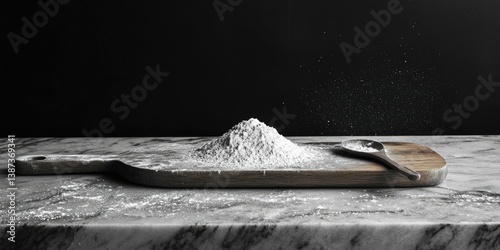 Obraz na płótnie Images of cupcake baking process, showing flour and sugar being mixed on a wooden spoon. w salonie