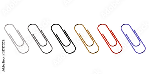 paper clip set isolated png 3d high-resolution illustration Realistic color full