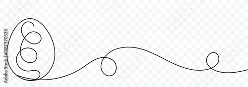 One line hand drawn continuous Easter egg line art icon vector. Continuous line drawing of an easter egg. Vector illustration.