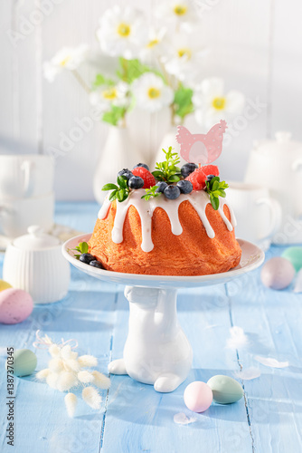 Sweet Easter ring cake known as babovka cake.