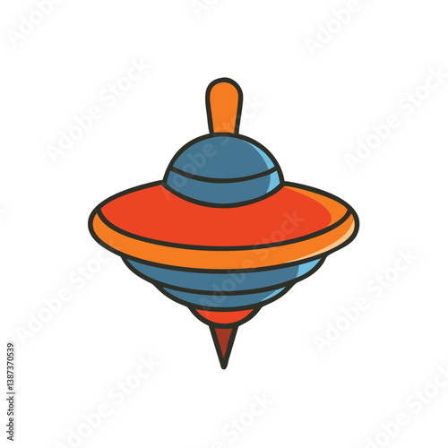 Spinning Top Toy Illustration In Red And Blue Colors Traditional Game Icon