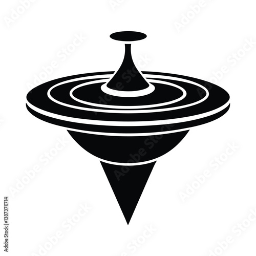 Simple Black Silhouette Of A Spinning Top Toy Icon Isolated