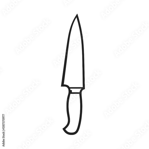 Cooking knife line art illustration on a white background  
