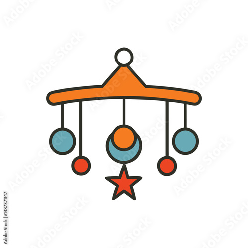 Baby Crib Mobile With Star And Circles For Nursery Decoration Illustration