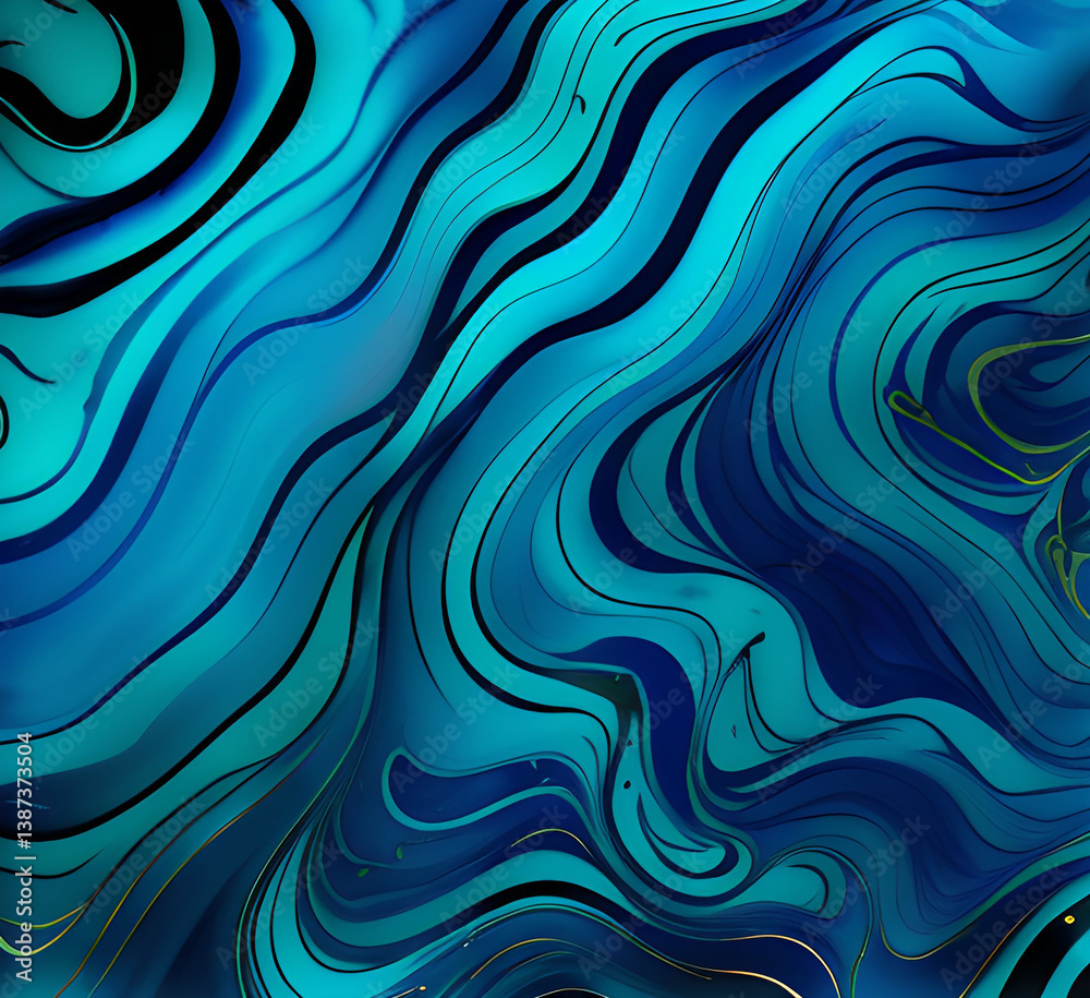 Obraz premium Abstract dark teal background with light wave. Blurred turquoise water backdrop. illustration for your graphic design, banner, wallpaper or poster,.generative ai