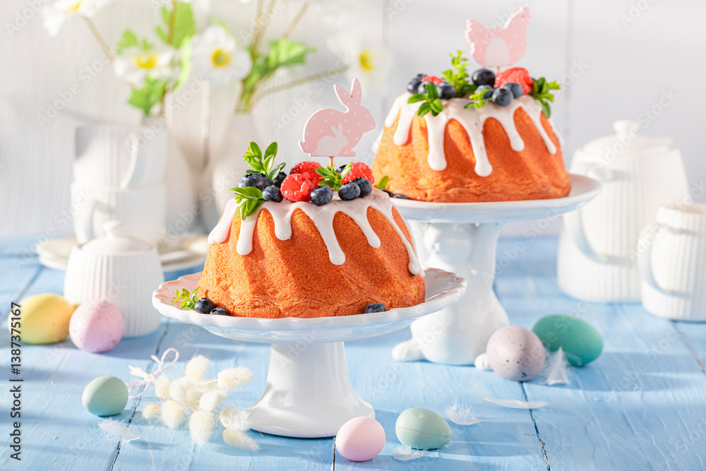 Delicious Easter ring cake as perfect Easter card.