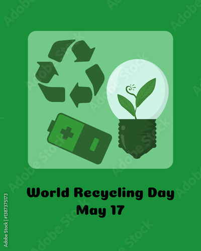 World Recycling Day, a design idea for a vertical poster, banner or flyer about caring for the environment