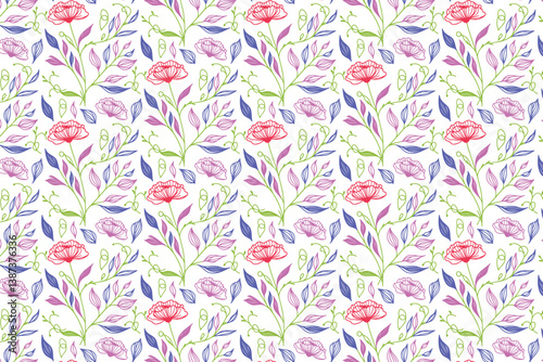 abstract cotton flower pattern with one line sketch art for fashion textiles home fabric and stylish wrapping usage

