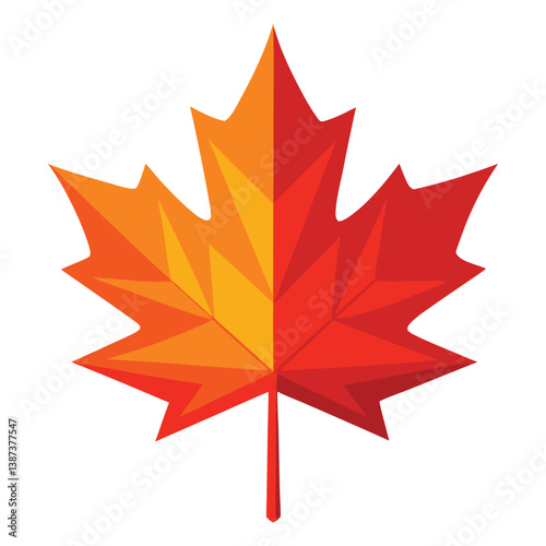 Vibrant Red Maple Leaf Illustration Depicting Autumn Season and Nature Symbolism
