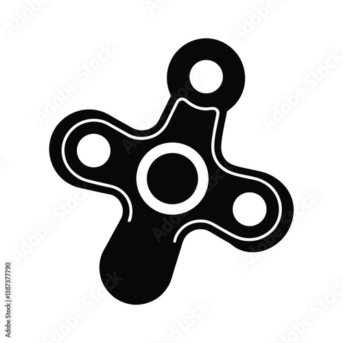 Black And White Fidget Spinner Vector Illustration Minimalist Isolated Design Element