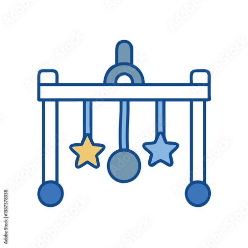 Cute Baby Crib Mobile With Hanging Stars And Circle Design Icon