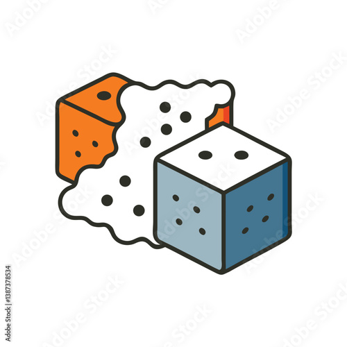 Two 3D Isometric Dice Illustration For Gambling Or Educational Material