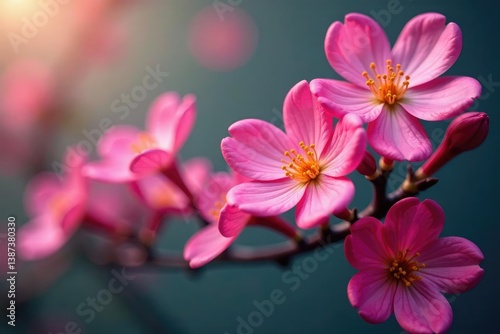 Subtle, interconnected blossoms, continuous floral motif , graphic, design