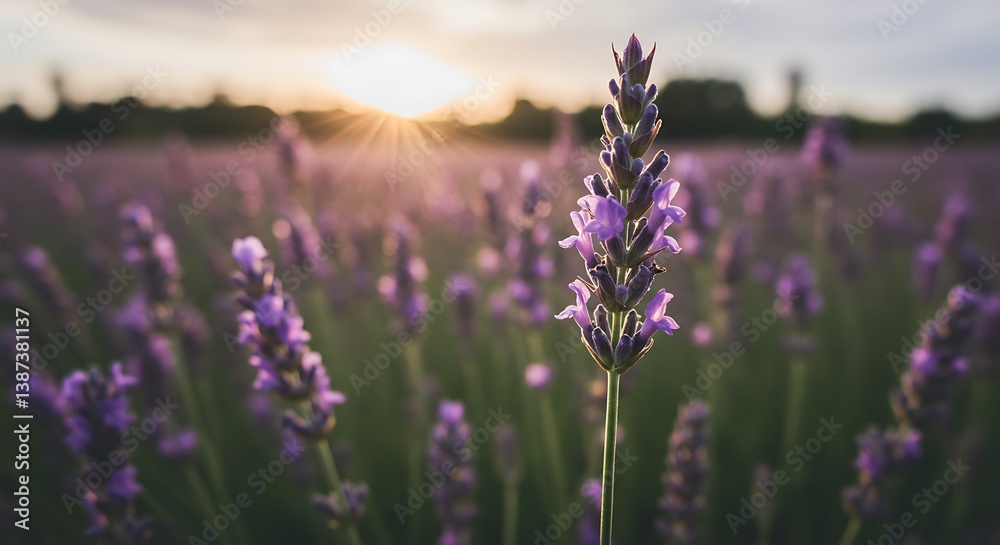Obraz premium Sunset's Embrace, Lavender's Kiss AI Generated