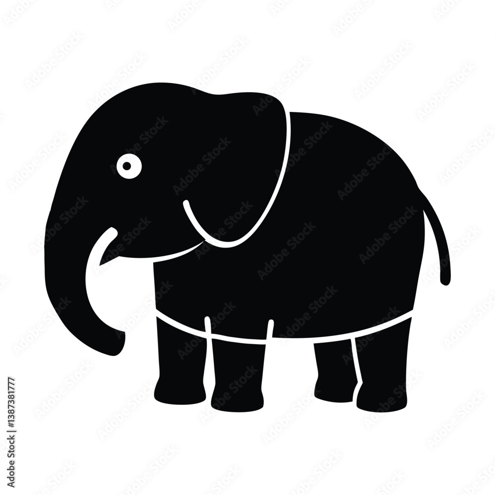 Fototapeta premium Elephant Wearing T-Shirt Silhouette Vector Art Illustration on White Background
