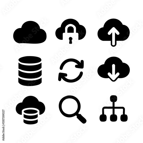 Cloud Storage and Data Management Icon Set