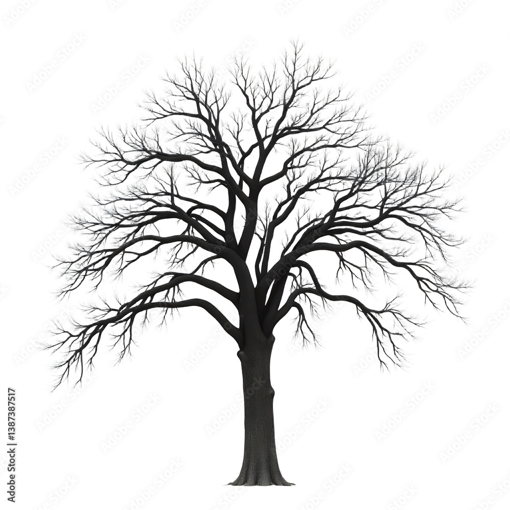 Obraz premium Abstract_Tree_Art_Black_and_White_Nature_Illustration