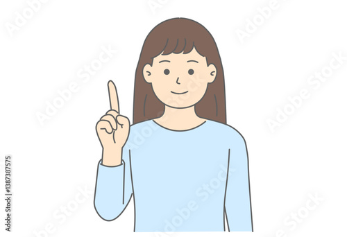 Woman Pointing Upwards with Index Finger
