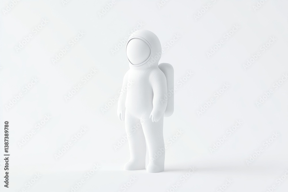 Simple white astronaut figurine, minimalist design Simple white astronaut figurine, minimalist design
