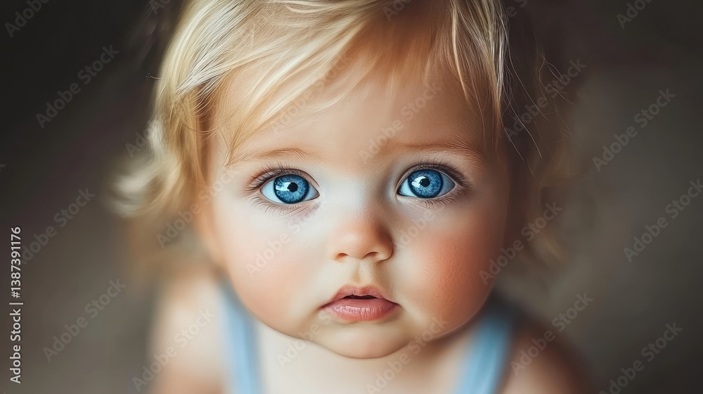 Adorable blonde toddler with striking blue eyes Adorable blonde toddler with striking blue eyes