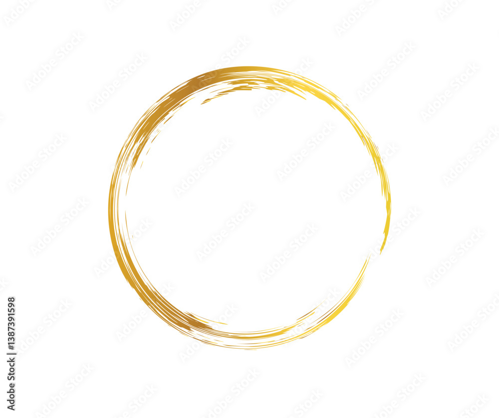 Gold Brush Stroke Circle Frame, Vector illustration.