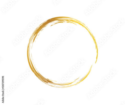 Gold Brush Stroke Circle Frame, Vector illustration.