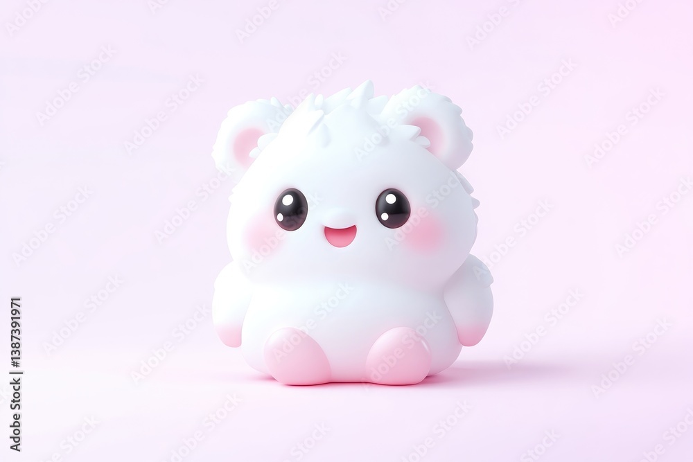 Cute, white, cartoon animal, sitting. Pink accents Cute, white, cartoon animal, sitting. Pink accents