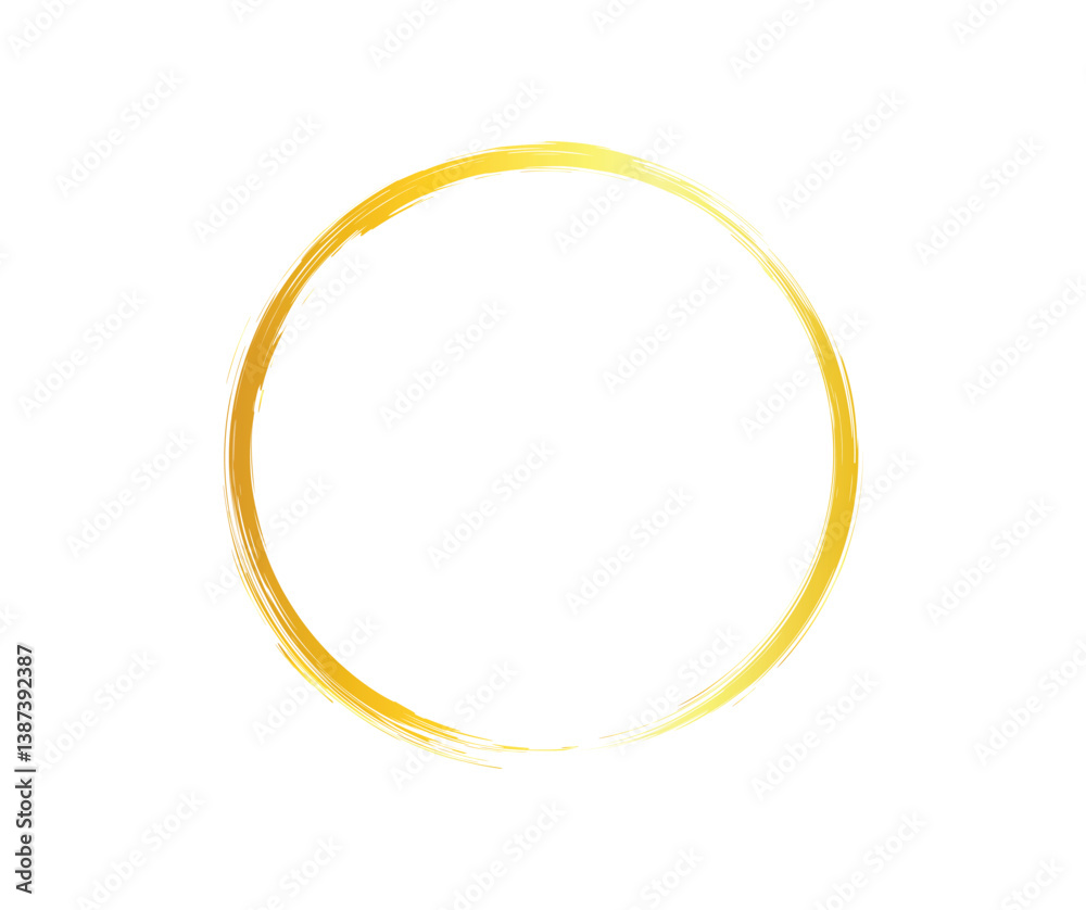 Gold Brush Stroke Circle Frame, Vector illustration. Gold Brush Stroke Circle Frame, Vector illustration.