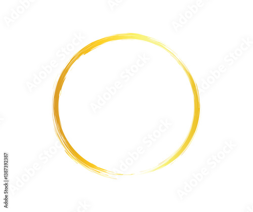 Gold Brush Stroke Circle Frame, Vector illustration.
