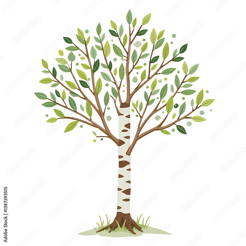 Cartoon_Birch_Tree_with_Leaves_Vector_Illustration Cartoon_Birch_Tree_with_Leaves_Vector_Illustration