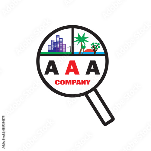 AAA Company Real Estate Logo with City and Beach Scenes