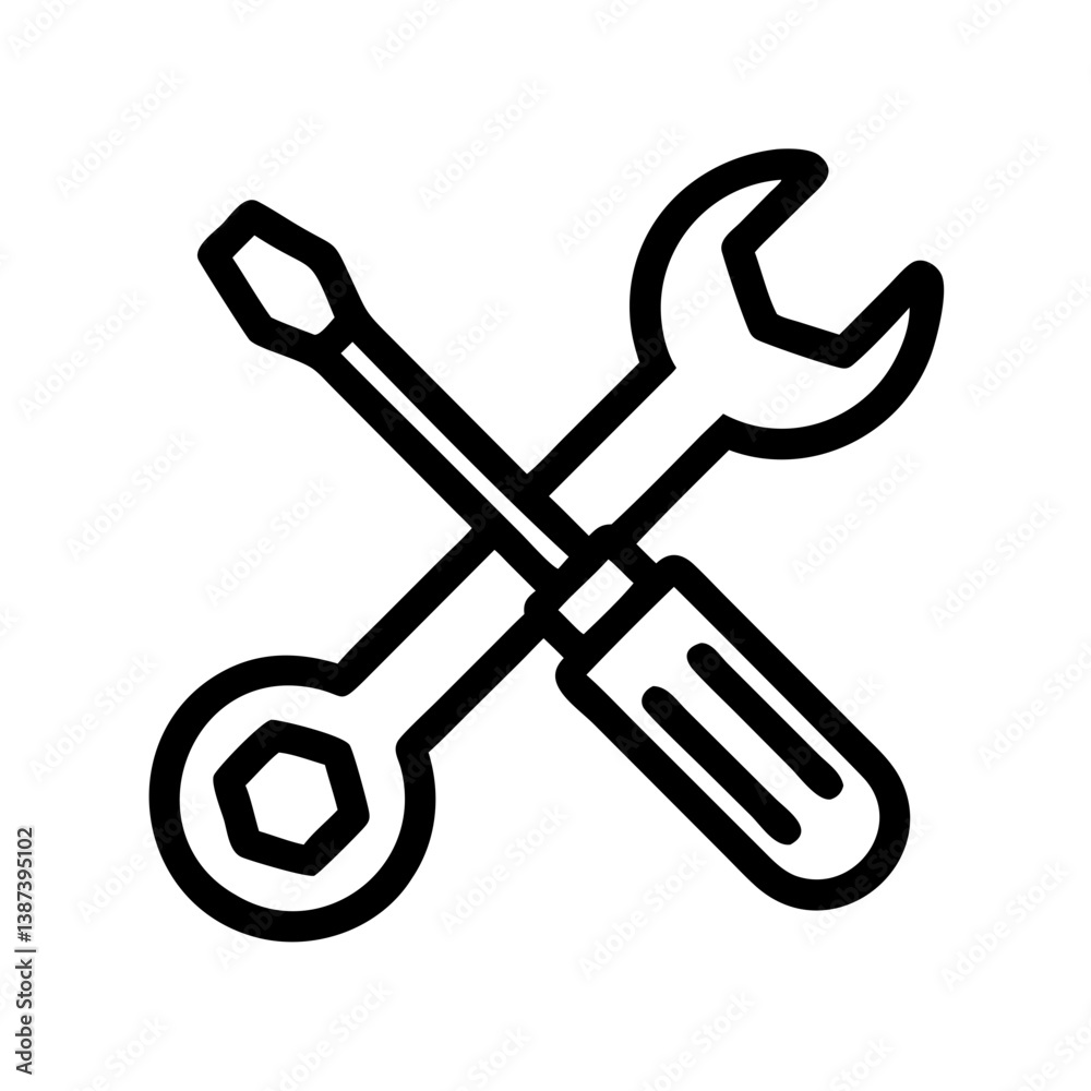 Screwdriver and Wrench Representing Tools or Technical Work Icon Design Screwdriver and Wrench Representing Tools or Technical Work Icon Design