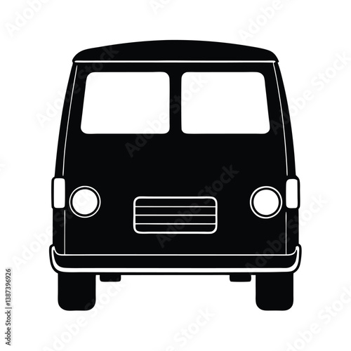 Front View Of A Mini Van Silhouette Vector Illustration – Modern, Compact, Family Vehicle Design