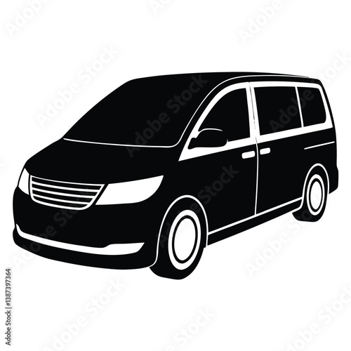 Front View Of A Mini Van Silhouette Vector Illustration – Modern, Compact, Family Vehicle Design