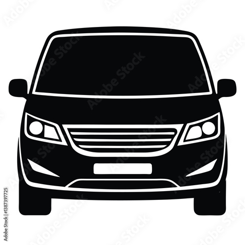 Front View Of A Mini Van Silhouette Vector Illustration – Modern, Compact, Family Vehicle Design