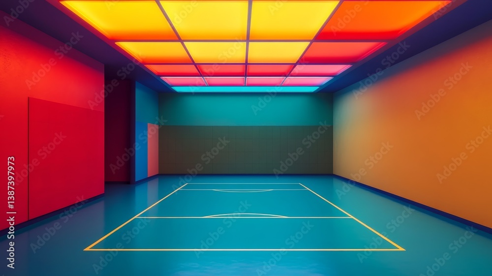interior of illuminated sports hall