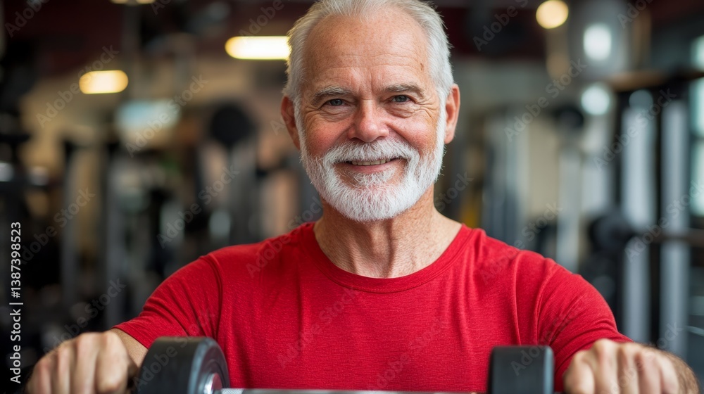 Portrait of senior man working out gym fitness, fitness concept