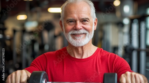 Obraz na płótnie Portrait of senior man working out gym fitness, fitness concept w salonie