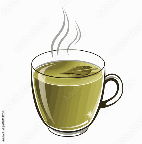 background, fresh, green, drink, beverage, tea, leaf, organic, closeup, summer, isolated, cup, plant, herb, herbal, morning, illustration, vector, realistic, foliage, nature, tree, natural, spring