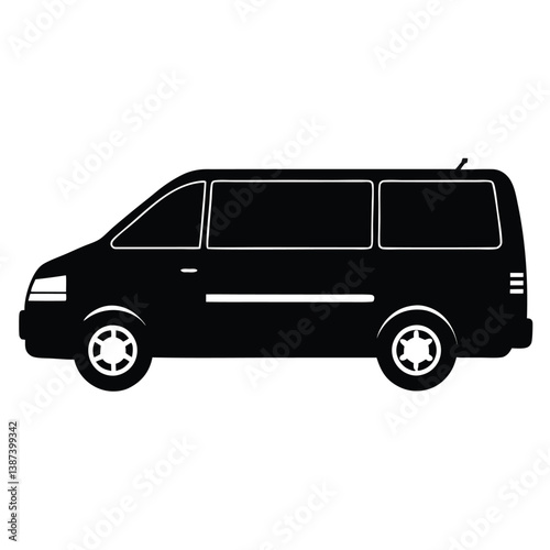 Side View Of A Mini Van Silhouette Vector Illustration – Modern, Compact, Family Vehicle Design